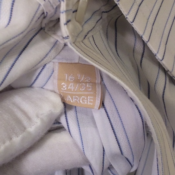 Michael Kors blue pin striped shirt, sz L (062) - Picture 3 of 6